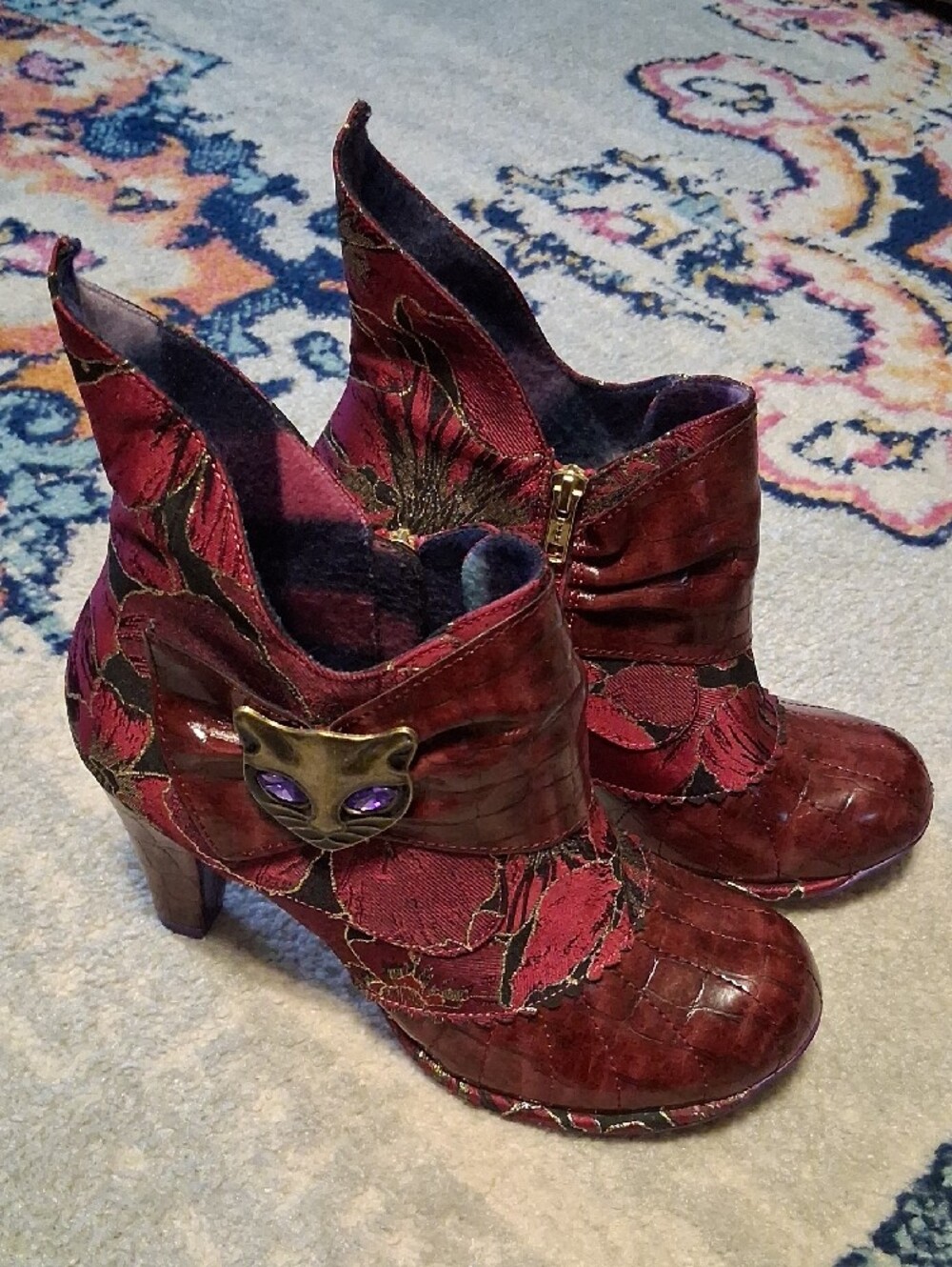 Irregular Choice Miaows, Maroon Gold Purple, Size 9/9.5 - Picture 2 of 11